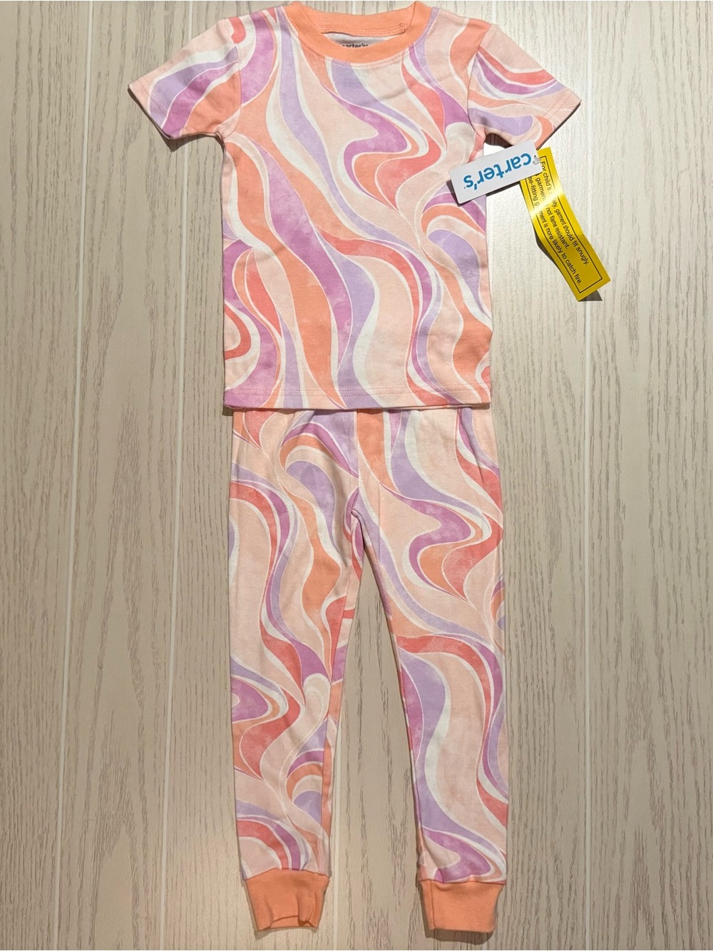 Carter’s Toddler Girls 4T 2pc Pajama Set Peach Purple Swirl NWT